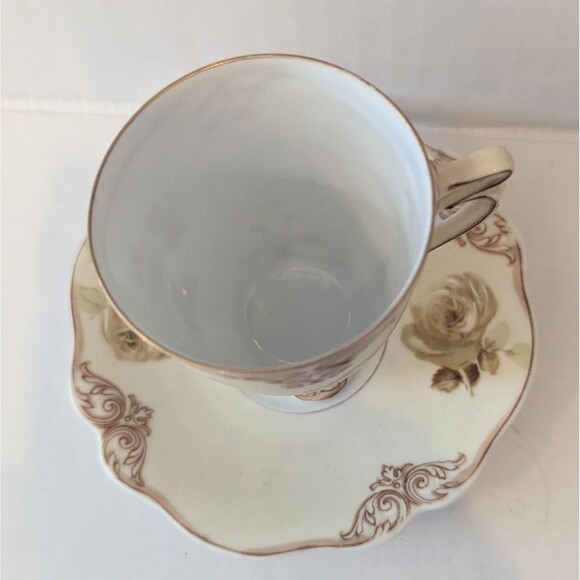Hermann Ohme Old Ivory Silesia Clairon Cup with Saucer - Picture 5 of 10